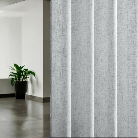 Cortina efecto lino gris Simply 2.0 200x300 con cinta para palos y rieles 2