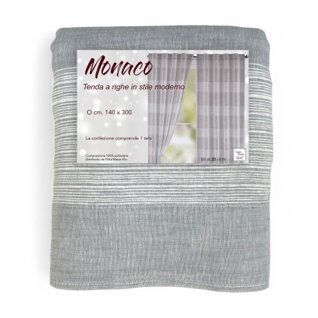 Monaco Graues Zelt 140x300 cm mit modernen Streifen und Klebeband für Stock oder Schiene