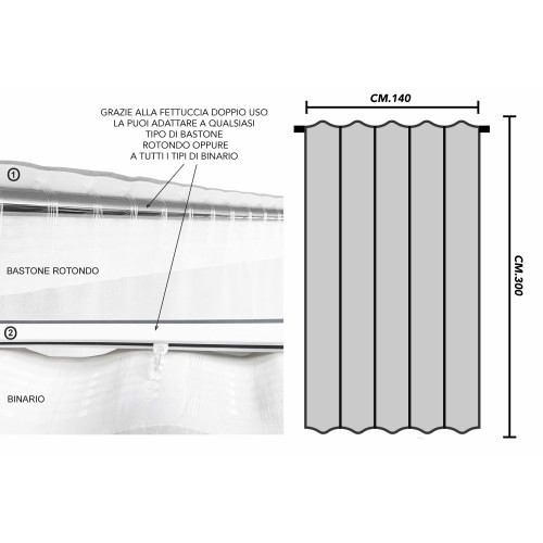 Dettaglio fettuccia universale per montaggio su bastoni o binari