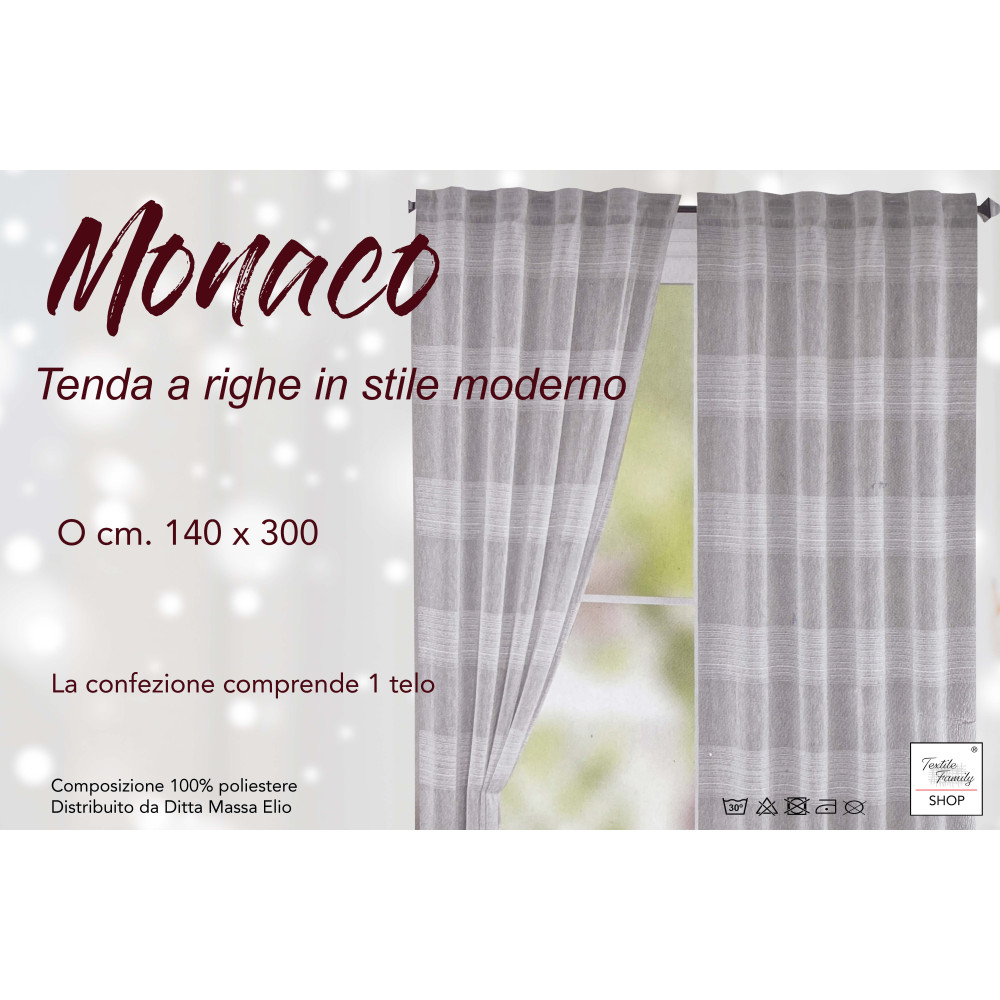 Tenda Monaco Beige - Pannello 140x300 cm Righe Moderne - Fettuccia Universale