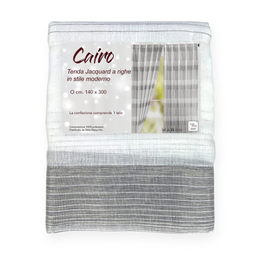 Cortina Jacquard Moderna de Rayas 140x300 cm con cincha universal
