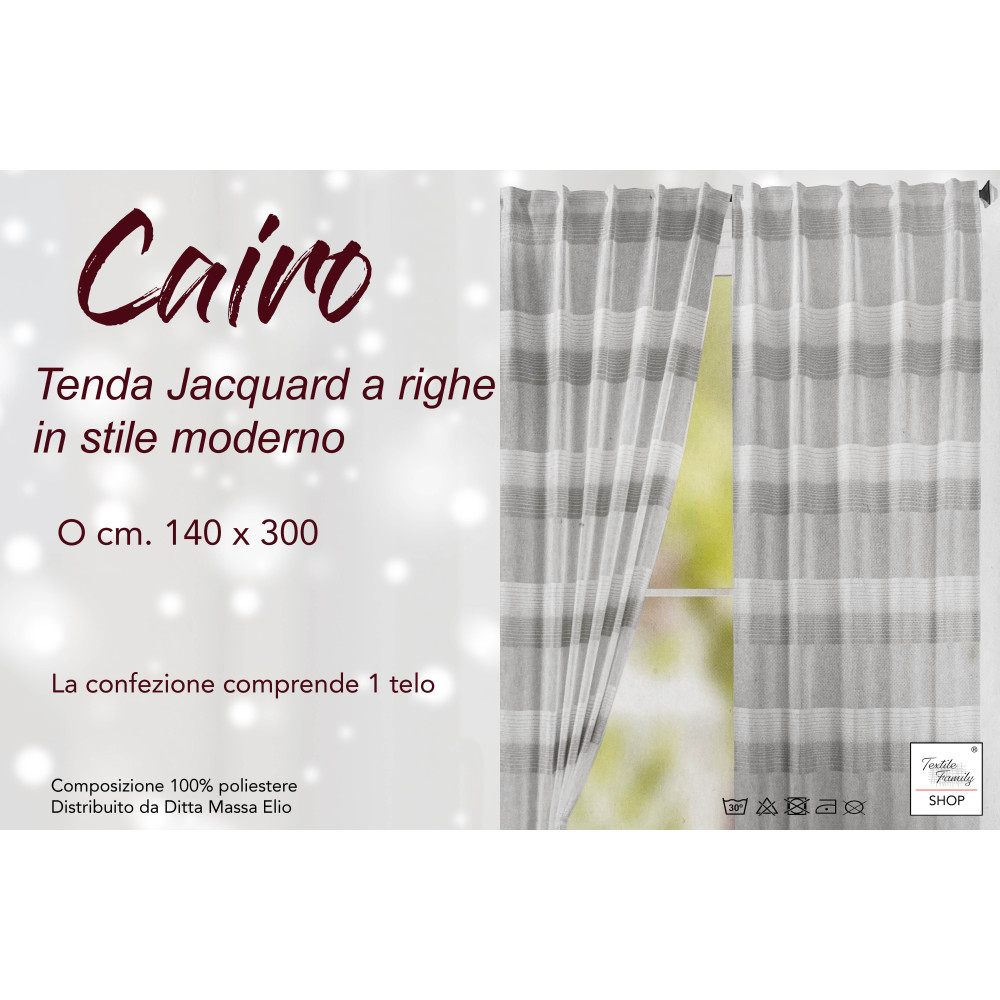 Moderner gestreifter Jacquard-Vorhang - 140x300 cm mit universellem Gurtband