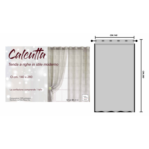 Tenda Calcutta a righe - Pannello moderno 140x280 cm effetto lino Panna e Avorio