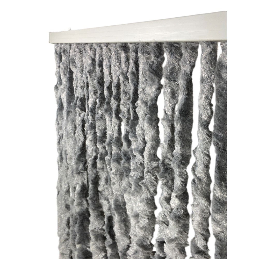 Rideau en chenille grise - Détail texture chenille