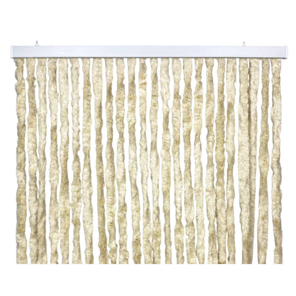 Cortina de chenilla beige - Detalle de textura de chenilla