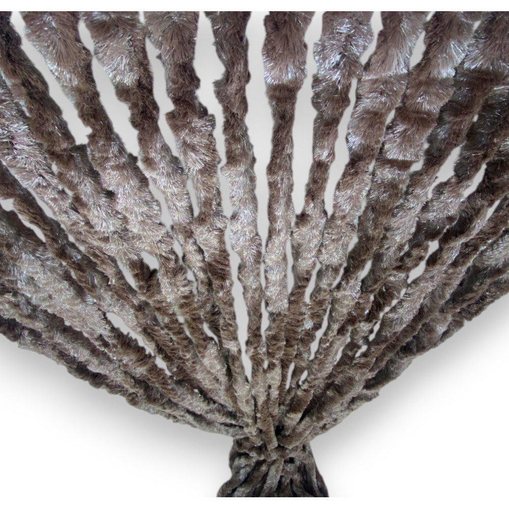Brown chenille curtain - Easy stick mounting