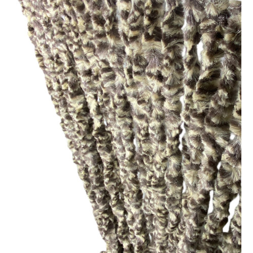 Cortina bicolor beige y marrón - Detalle de tejido de chenilla