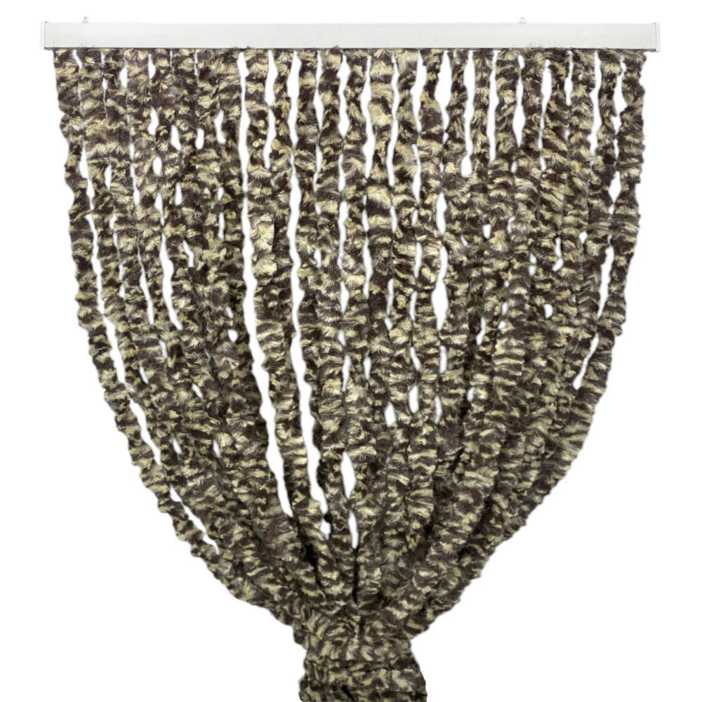 Two-tone Chenille Curtain Beige and Brown - Semi-transparent anti-insect curtain