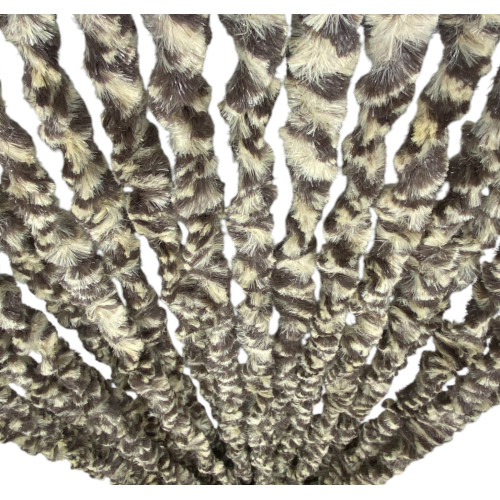 Braunbeige zweifarbiger Chenille-Vorhang - Einfache Stangenmontage