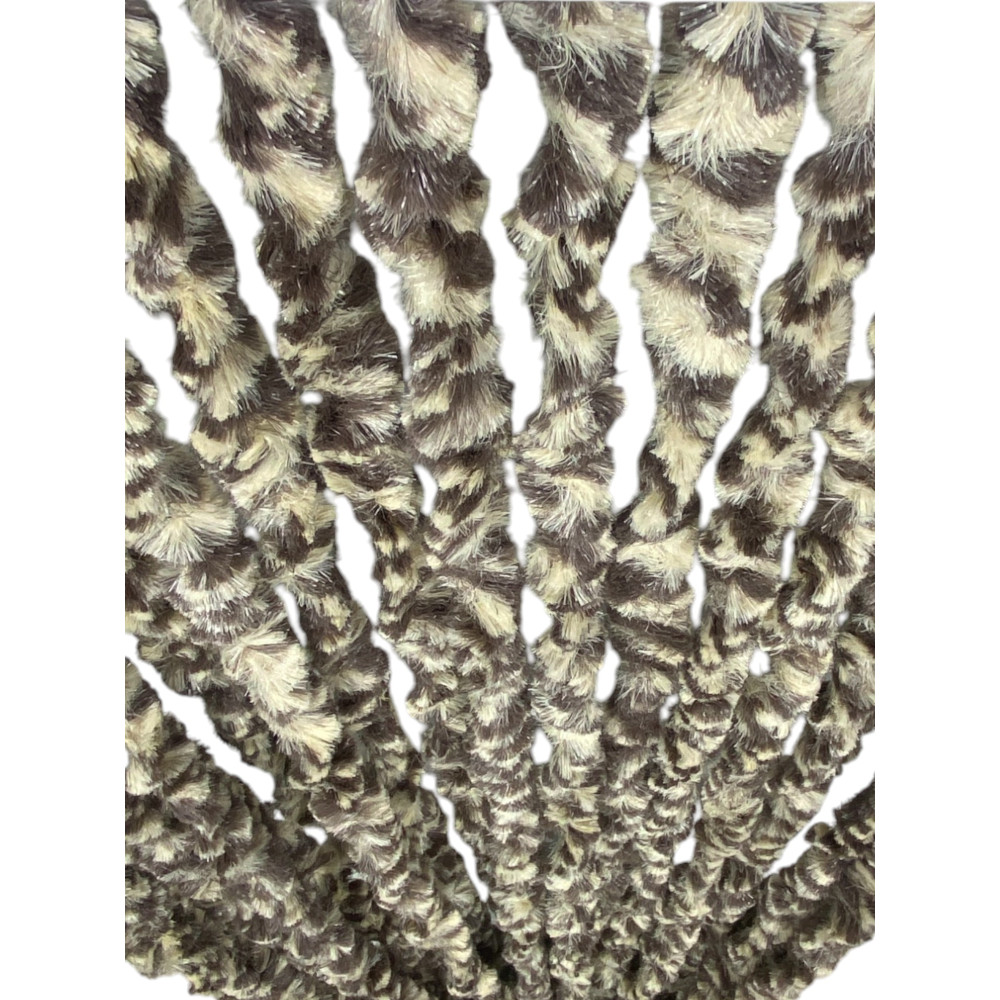 Zweifarbiger Chenille-Vorhang Beige und Braun - Insektenschutz, halbtransparent und einfach zu montieren