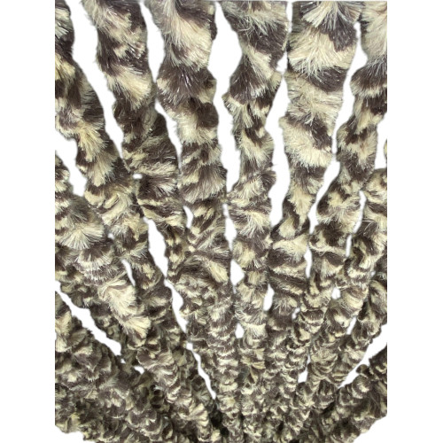 Cortina de chenilla bicolor beige y marrón - protección contra insectos, semitransparente y de fácil montaje