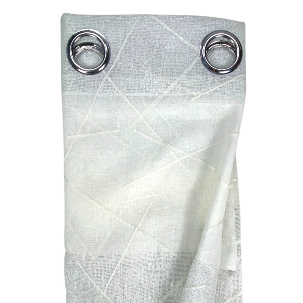 Tenda Yara effetto lino con occhielli in acciaio - Design ricamato elegante