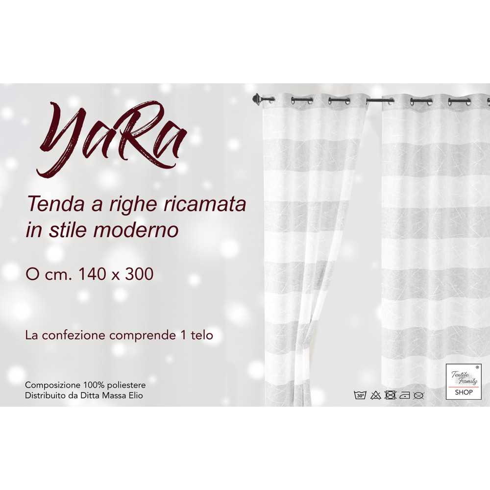 Cortina Bordada Blanco Yara - Panel Moderno 140x300 cm con Ojales