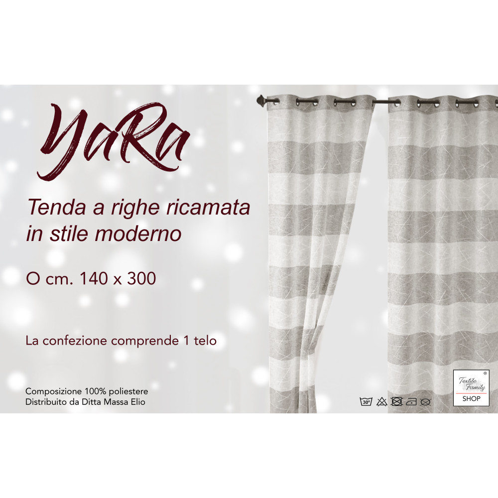 Cortina bordada Yara Beige - Panel Moderno 140x300 cm con Ojales