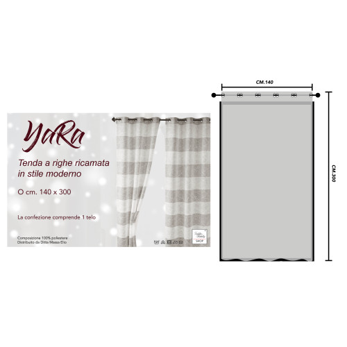 Yara Beige Bestickter Vorhang - Modernes Paneel 140x300 cm mit Ösen