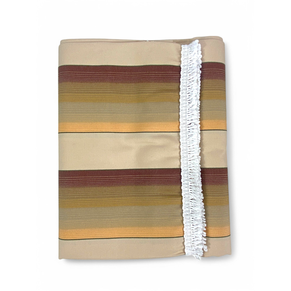 Toldo de rayas marrones beige - plegado y listo para el montaje