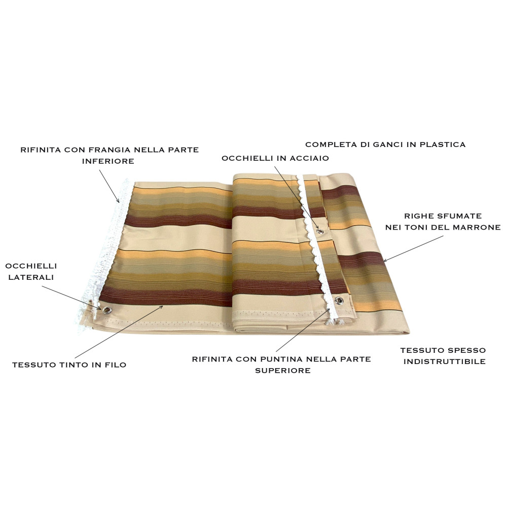 Dralon® acrylic fabric with lower fringe and upper stylus