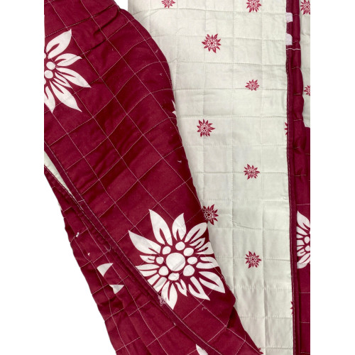 Copriletto Trapuntato "Edelweiss" Rosso - Motivo Alpino Bianco - Made in Italy