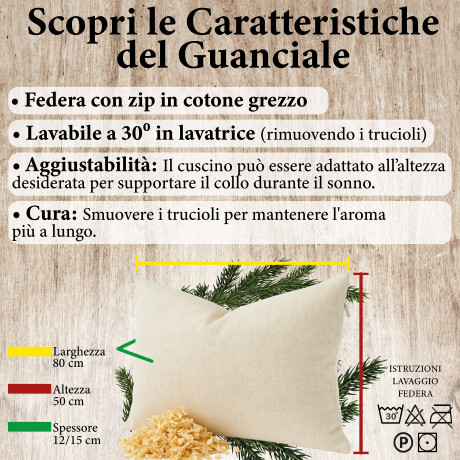 Guanciale naturale 50x80cm in Pino Cembro dell'Alto Adige con trucioli di cirmolo 2