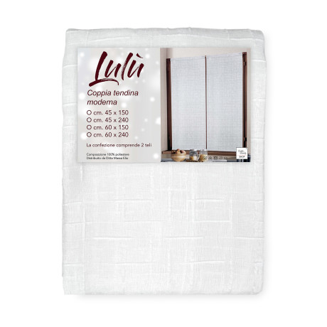 Coppia tendina Lulù Bianco 45x150 cm - Tessuto ricamato geometrico ideale per finestre