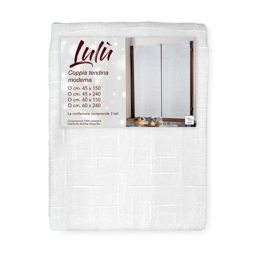 Par de cortinas Lulù White 45x150 cm - Tela bordada geométrica ideal para ventanas
