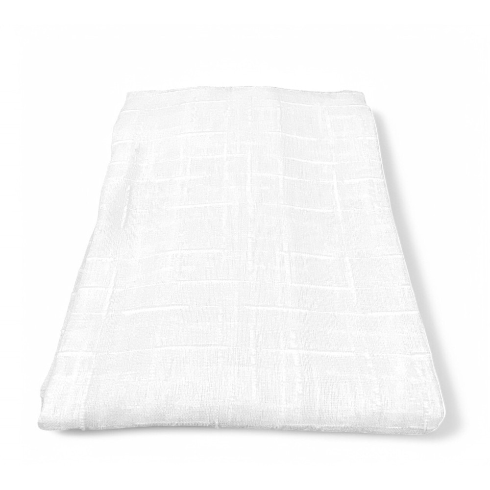 Coppia tendina Lulù Bianco 45x240 cm - Ricamo geometrico su tessuto di poliestere di alta qualità