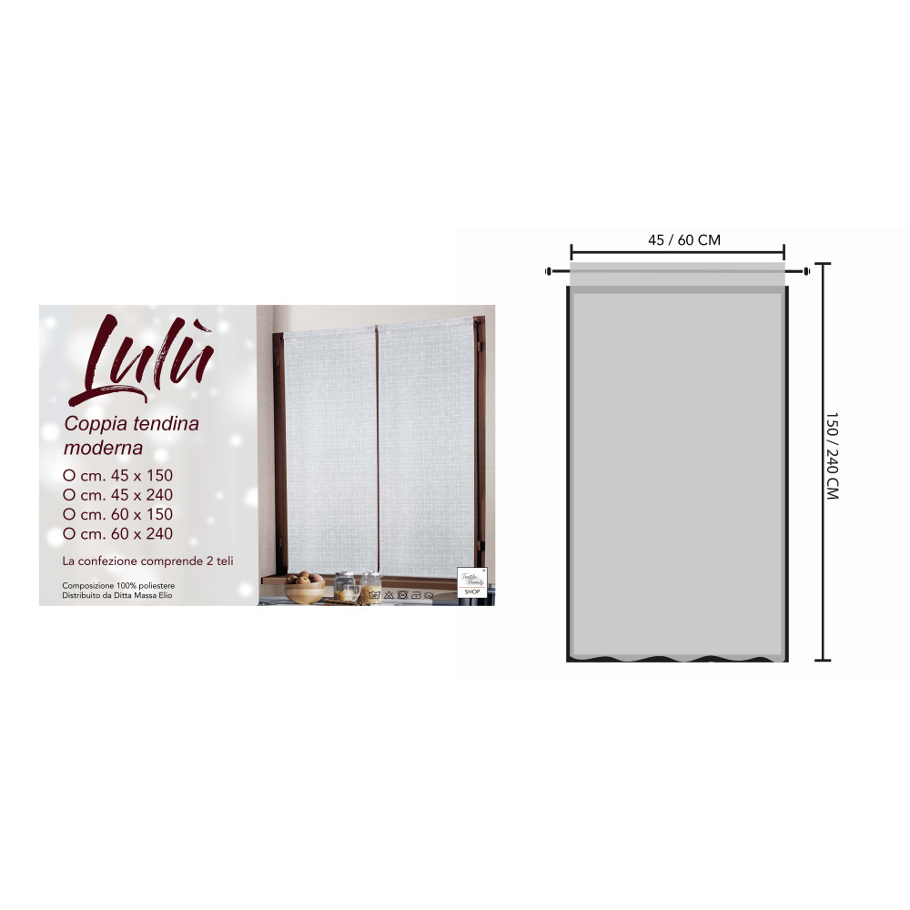 Paar moderne Vorhänge Lulù weiß - geometrischer bestickter Stoff - 45x150, 45x240, 60x150, 60x240 cm
