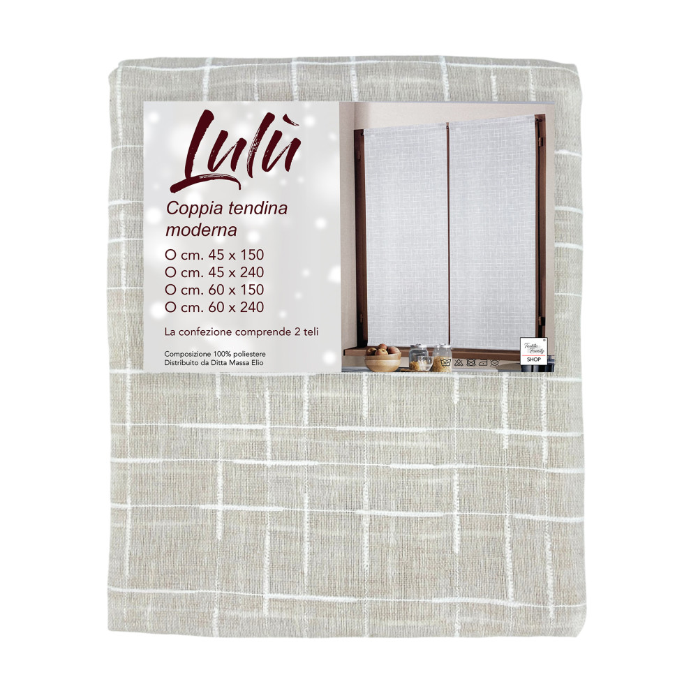 Par de cortinas Lulù Beige 45x150 cm - Tela bordada geométrica ideal para ventanas