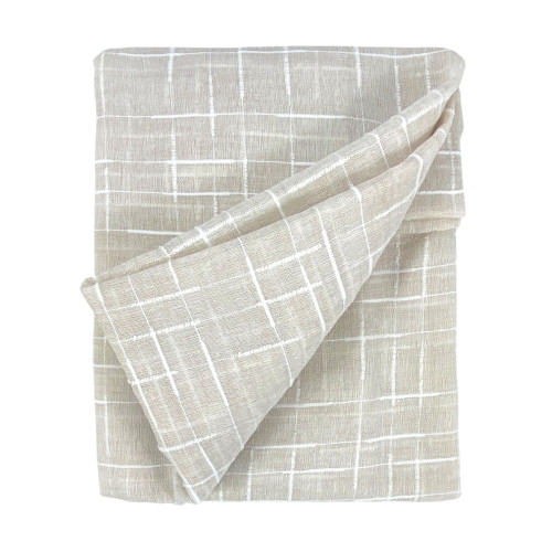 Paar Lulù Beige Vorhänge 45x240 cm - Geometrische Stickerei auf hochwertigem Polyestergewebe