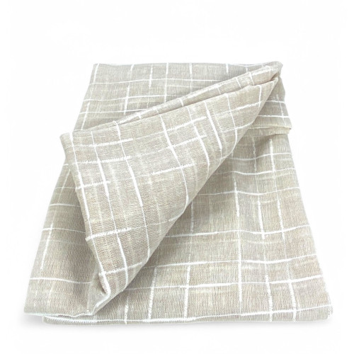 Paire de rideau moderne Lulù beige - tissu brodé géométrique - semi-transparent, montage facile, 2 feuilles