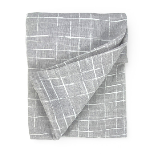 Pair of Lulù Grey curtain 45x240 cm - Geometric embroidery on high quality polyester fabric