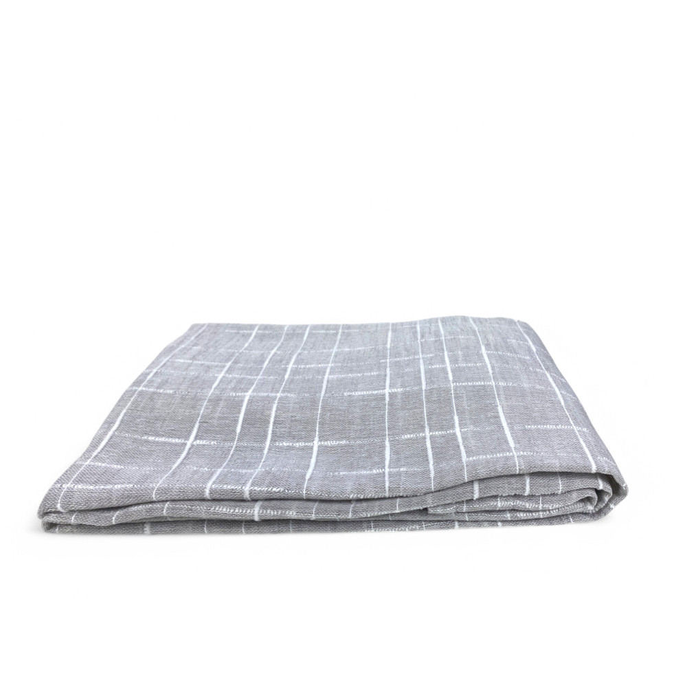 Pair of Lulù Grey curtain 60x150 cm - Detail of the geometric embroidery that gives elegance to the window