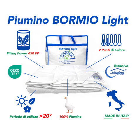 Piumino BORMIO Light Daunex - 100% piumino oca naturale - Mezza stagione - Cotone bianco 2