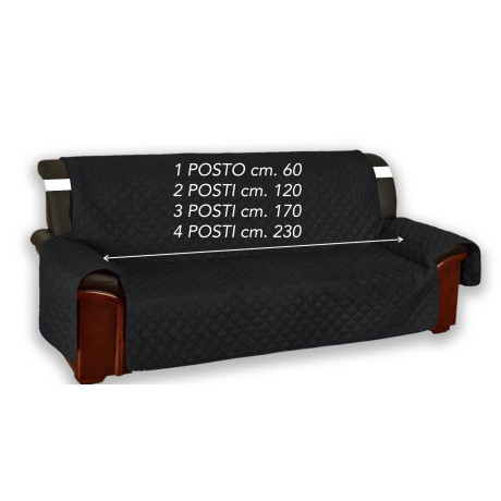 Vivy quilted sofa cover black on 3 seater sofa with armrests 2