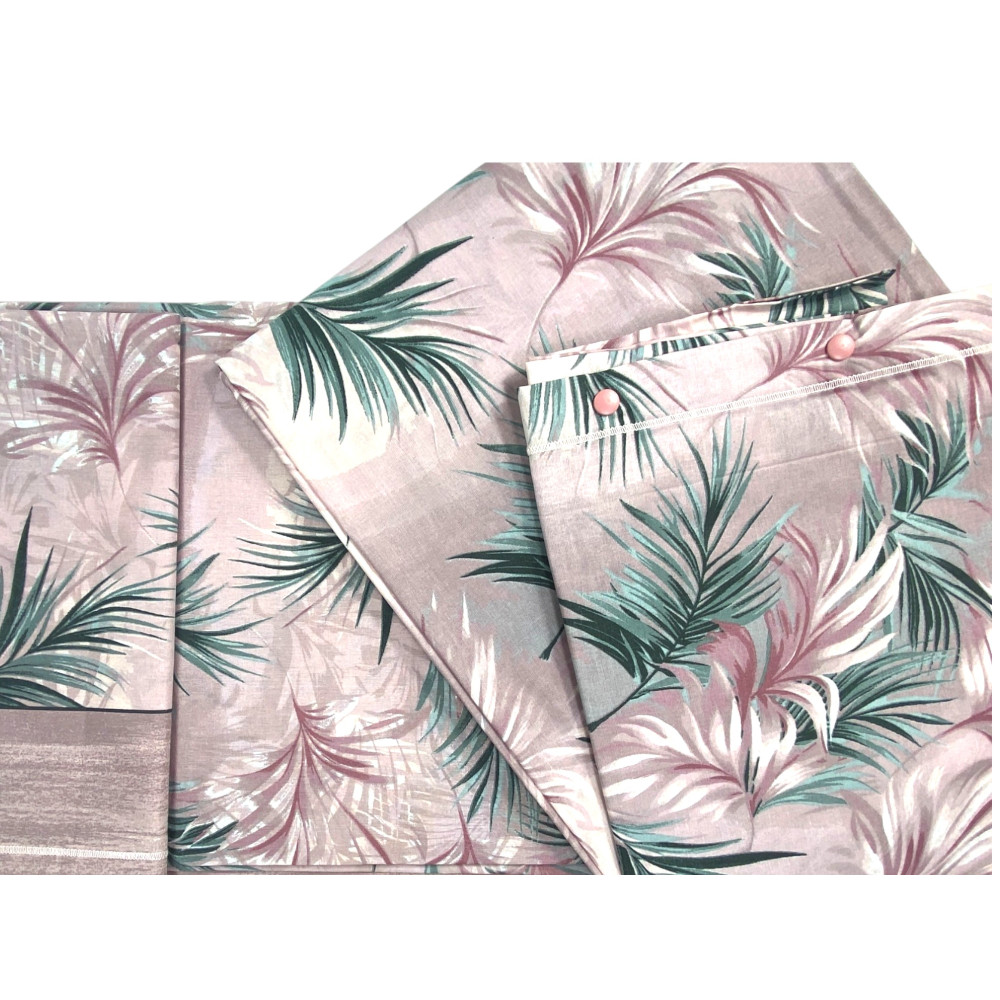 Juego de sábanas Hojas Rosas - Elegante Algodón Natural - Made in Italy