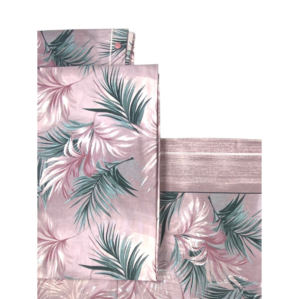 Pink Leaves Sheet Set - Elegant Natural Cotton - Made in Italy