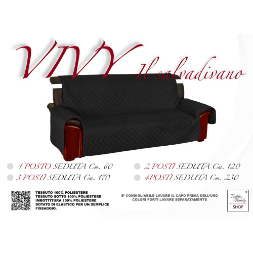 Housse de canapé Vivy noire installée sur canapé classique, vue