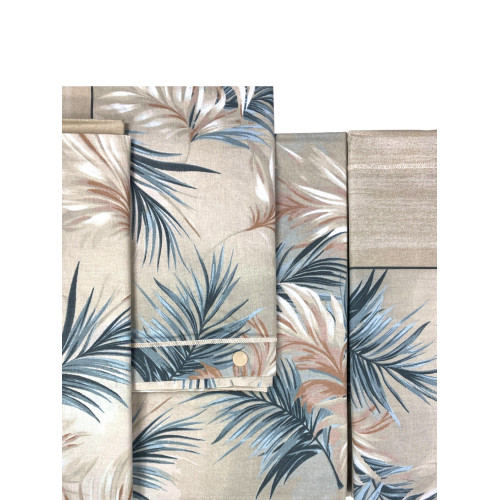 Juego de cama Leaf Beige Sand - Vista en la cama - Estampado armonioso