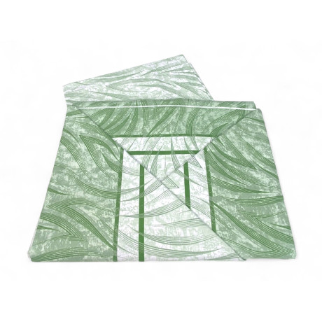 Ensemble de draps verts à motif courbe - Imprimé coton moderne - Fabriqué en Italie 2