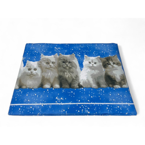 Ensemble de draps réalistes pour chatons sur fond bleu ciel - pliés par paquet