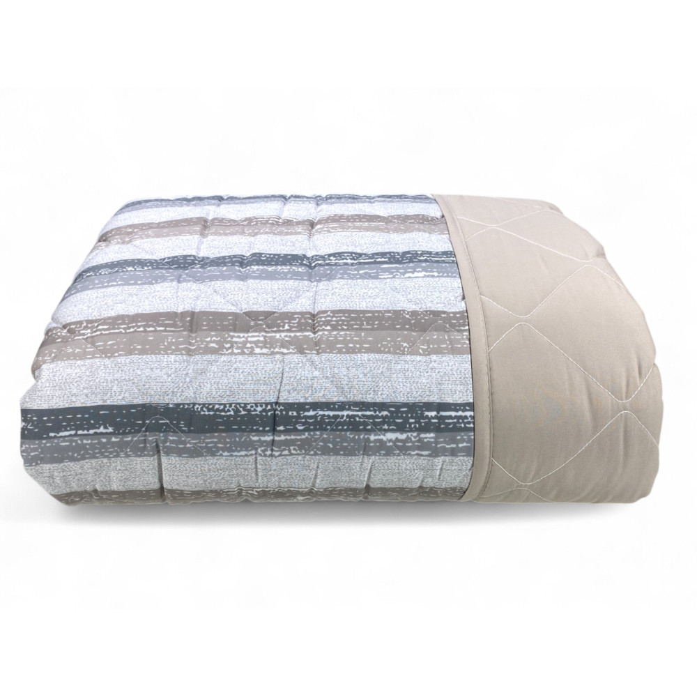 Copriletto trapuntato con righe beige e grigie - stile moderno e rilassante