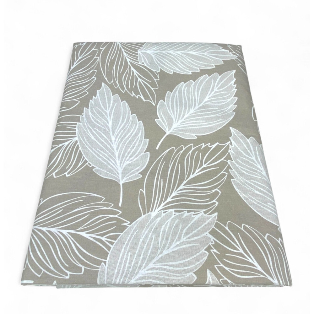 Telo arredo copritutto foglie beige 2 piazze multiuso in cotone
