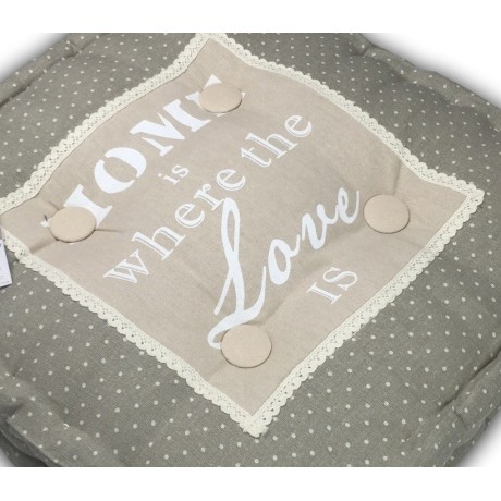 FUNDA DE SILLA COJÍN PARA HOGAR Y JARDÍN FUTÓN PARÍS HOME IS WHERE THE LOVE CM.45X45 2