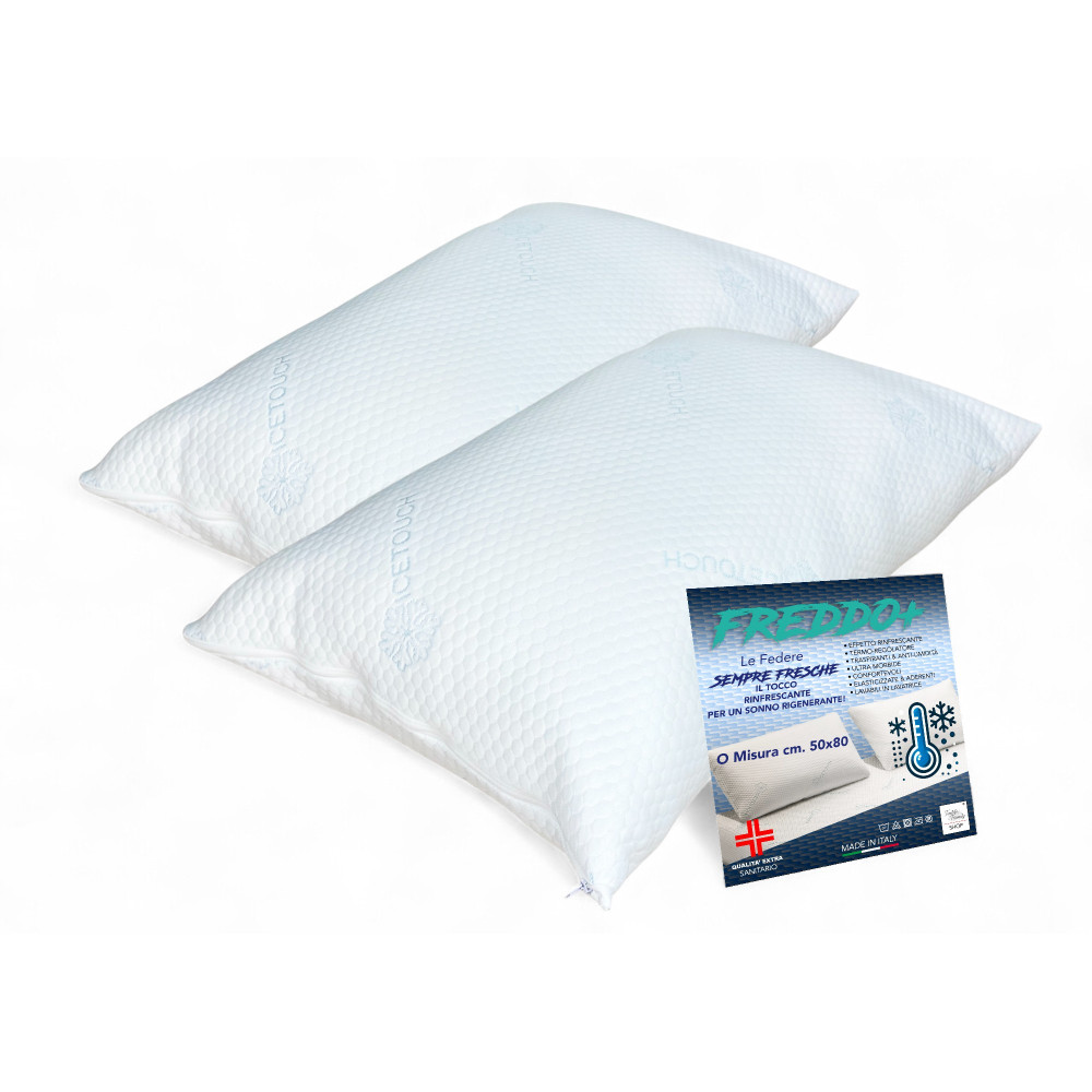 Pair of Ice-Touch Refreshing Pillowcases 50x80 cm – Made in Italy