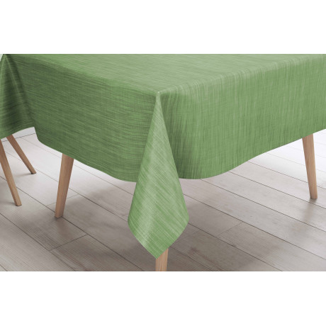 LIMA Light Green Tablecloth – View set in the kitchen – Linen effect oilcloth