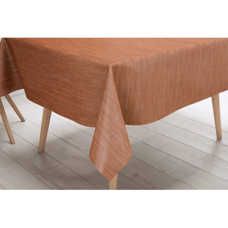 Tovaglia LIMA Arancio – Vista ambientata in cucina – Tela cerata effetto lino