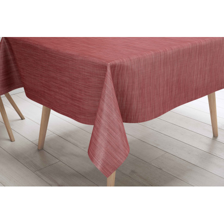 Tovaglia LIMA Rossa – Vista ambientata in cucina moderna – PVC effetto lino