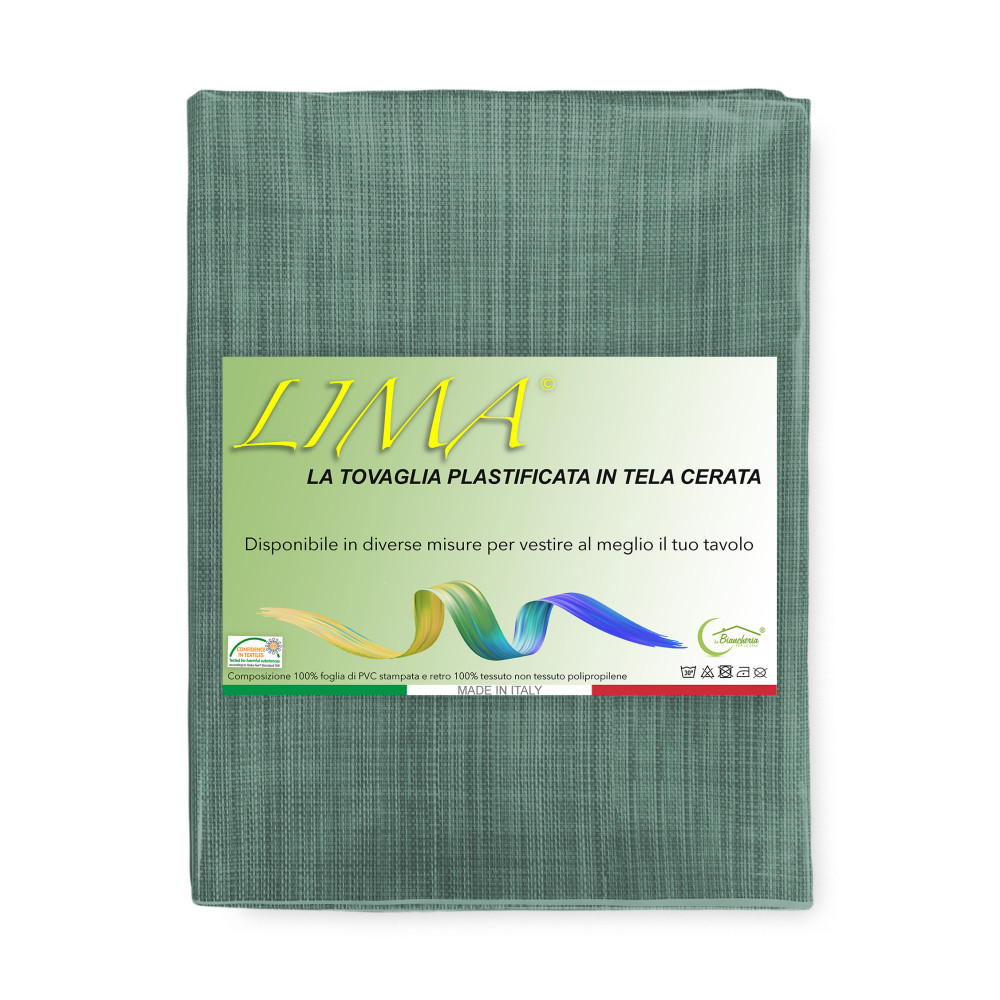 LIMA Dark Green Tischdeckenverpackung – Made in Italy, plastifiziert, waschbar