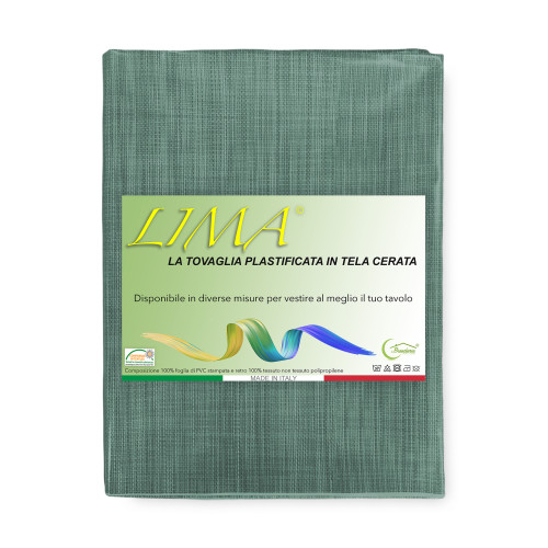 LIMA Dark Green Tischdeckenverpackung – Made in Italy, plastifiziert, waschbar