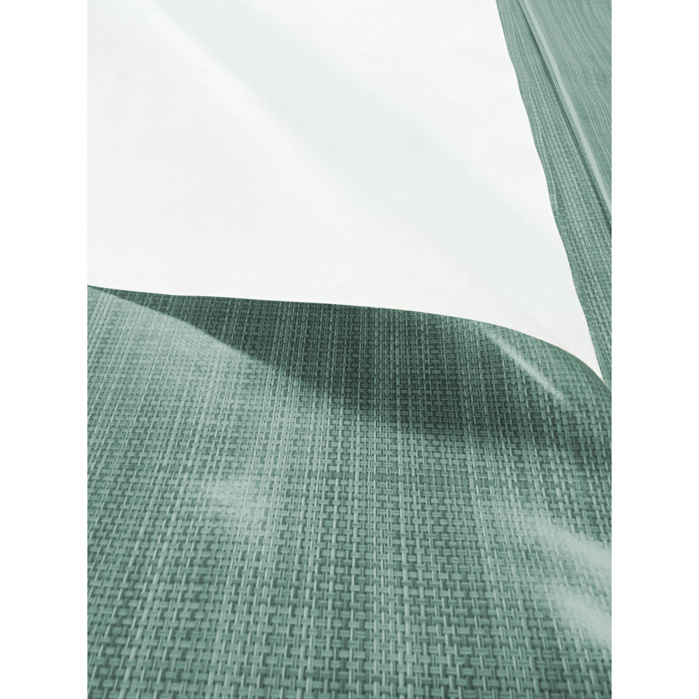 Close-up fabric effect weave – Dark green plastic-coated tablecloth